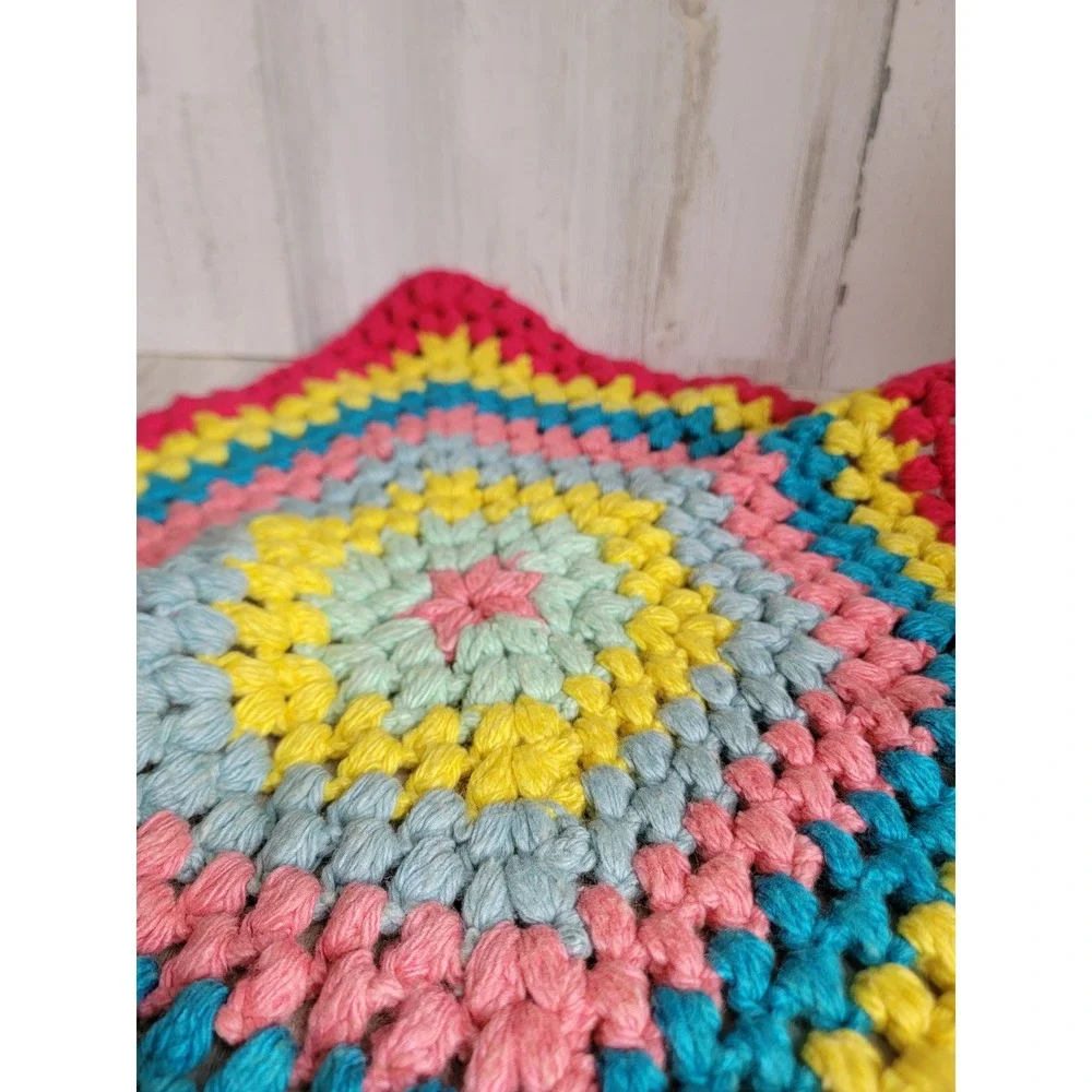 Vintage crochet‎ rainbow colorful dolly small table runner plush home decor